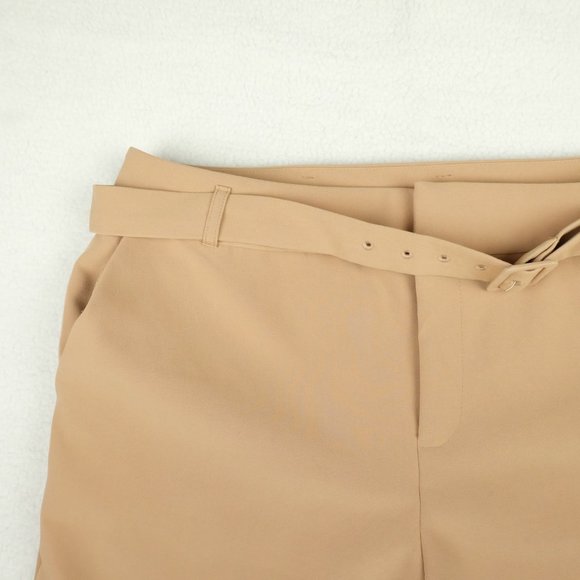 Torrid Womens Trouser Pant 16 Beige Capri Belted Straight Leg Stretch Woven - Picture 2 of 10